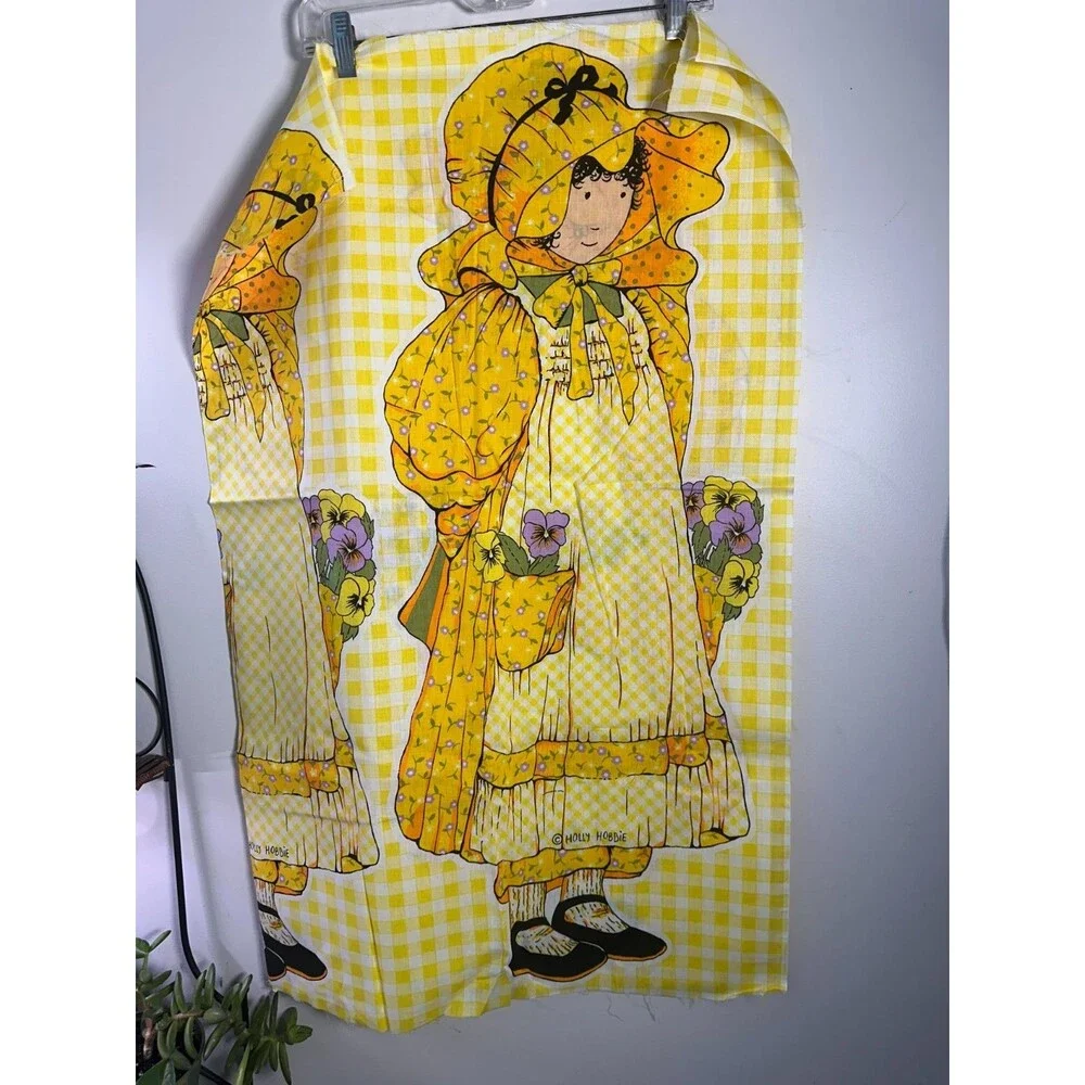 Vintage Holly Hobbie Yellow Fabric Panel Sewing Crafts